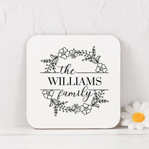 Family Name Floral Coaster