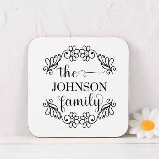 Family Name Floral Coaster