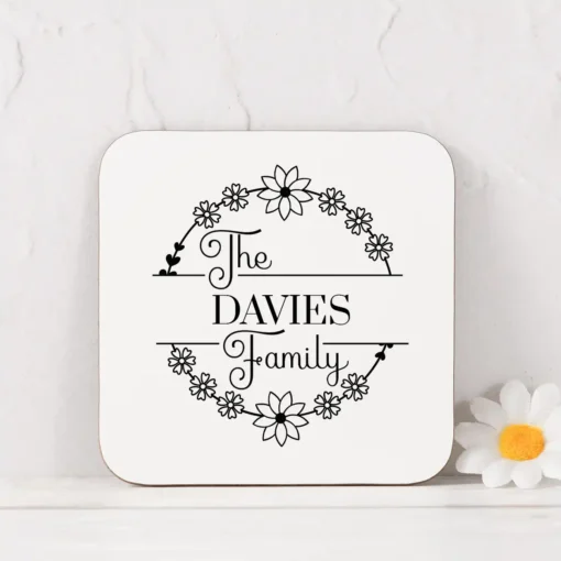 Family Name Floral Coaster