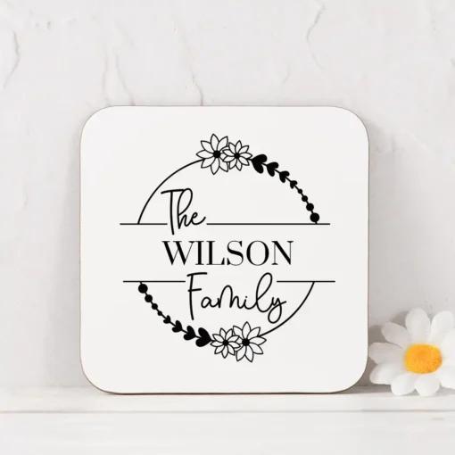 Family Name Floral Coaster