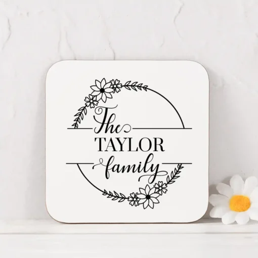 Family Name Floral Coaster